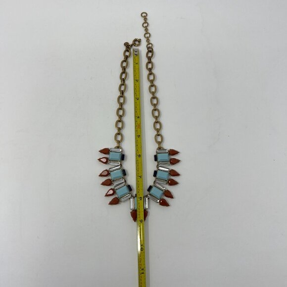 Vintage J. Crew Aqua Bronze Striking Combination Statement Crystal Necklace - Picture 9 of 12